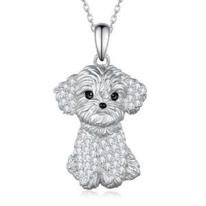 Sterling Silver Maltese Dog Necklace for Women
