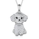 Sterling Silver Maltese Dog Necklace for Women
