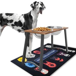 Elevated Dog Bowls with Spill Proof Mat for Large Dogs