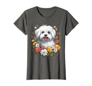 Maltese Mom Floral Dog Lover Tee
