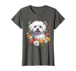 Maltese Mom Floral Dog Lover Tee