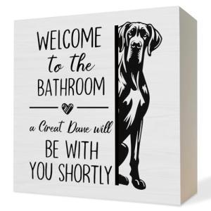Funny Great Dane Wooden Bathroom Sign
