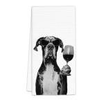 Funny Great Dane Wine Kitchen Towels for Dog Lovers