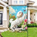 BlissYard Spring Maltese Dog Garden Flag