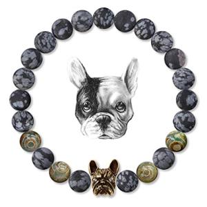 Snowflake Obsidian Beaded Bracelet for Dog Lovers