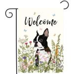 Floral Boston Terrier Garden Flag for Dogs