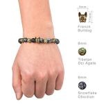 Snowflake Obsidian Beaded Bracelet for Dog Lovers