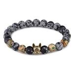 Snowflake Obsidian Beaded Bracelet for Dog Lovers