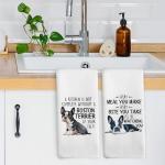 Funny Boston Terrier Kitchen Towels for Dog Lovers