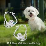 Cute Maltese Heart Hoop Earrings for Dog Lovers