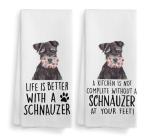 Schnauzer Kitchen Towels and Dishcloths Set