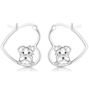 Schnauzer Hoop Earrings in Sterling Silver