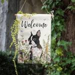 Floral Boston Terrier Garden Flag for Dogs
