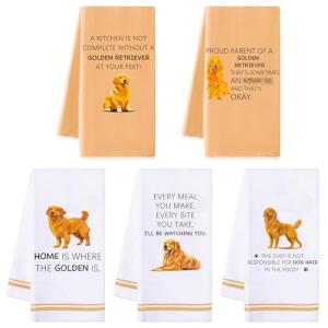 Funny Golden Retriever Dish Towels – 5 Pack