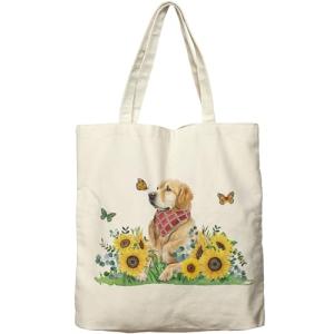 Sunflower Dog Tote Bag for Dog Lovers