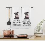 Schnauzer Kitchen Towels and Dishcloths Set