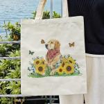 Sunflower Dog Tote Bag for Dog Lovers