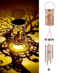 German Shepherd Wind Chimes with Solar Lanterns