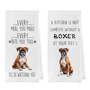 Funny Boxer Dog Dish Towels Set of 2