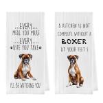 Funny Boxer Dog Dish Towels Set of 2