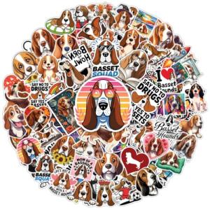 Basset Hound Waterproof Stickers - 100 Pack