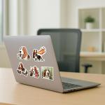 100 Waterproof Basset Hound Stickers Pack