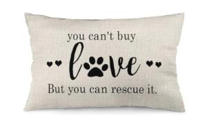 Paw Prints Rescue Love Burlap Throw Pillow