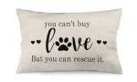 Paw Prints Rescue Love Burlap Throw Pillow