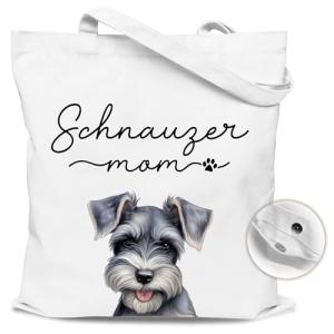 Schnauzer Mom Canvas Tote Bag for Dog Lovers