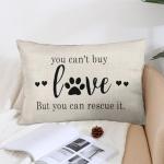 Paw Prints Rescue Love Burlap Throw Pillow