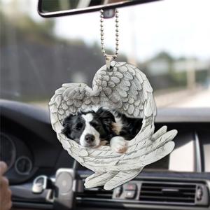 Border Collie Angel Wing Memorial Rearview Ornament