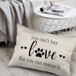 Paw Prints Rescue Love Burlap Throw Pillow