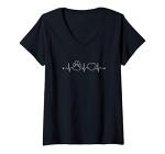 Paw Print Heartbeat V-Neck T-Shirt for Dog Lovers