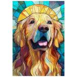 Stained Glass Golden Retriever Dog Jigsaw Puzzle