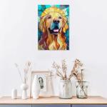 Stained Glass Golden Retriever Dog Jigsaw Puzzle
