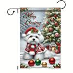 Merry Christmas Maltese Terrier Garden Flag