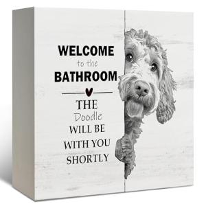 Funny Goldendoodle Bathroom Decor Wooden Sign