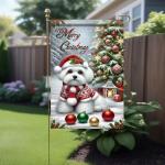 Merry Christmas Maltese Terrier Garden Flag