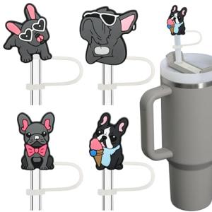 Cute Silicone Straw Covers for Dog Lovers - 4 Pack