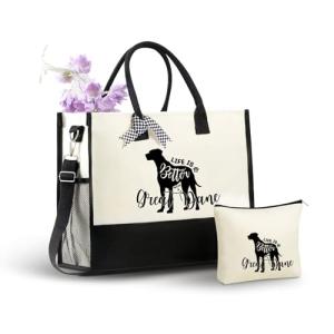 Great Dane Canvas Tote Bag with Zipper Closure