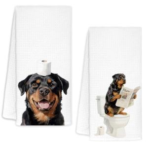 Cute Rottweiler Hand Towels Set for Dog Lovers
