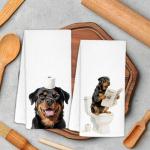 Cute Rottweiler Hand Towels Set for Dog Lovers