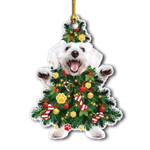 Maltese Dog Holiday Ornament for Christmas Tree