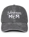 Schnauzer Mom Adjustable Cotton Hat - Washed Grey