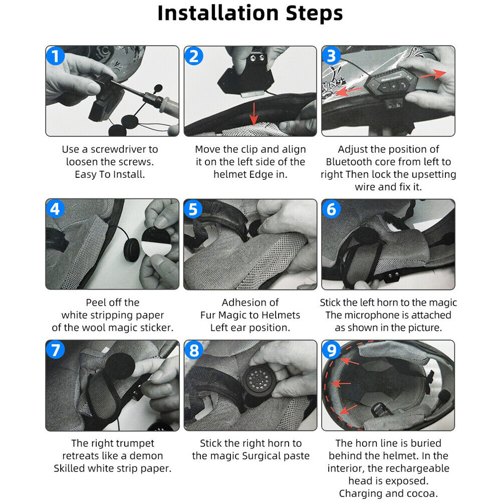 Bluetooth Motorcycle Helmet Headset with Speakers