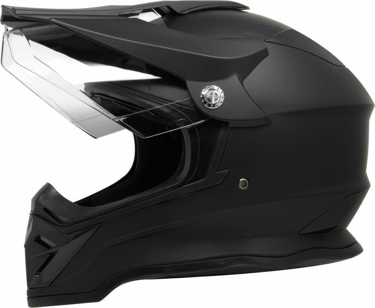Matte Black Dual Sport Motocross Helmet with Shield