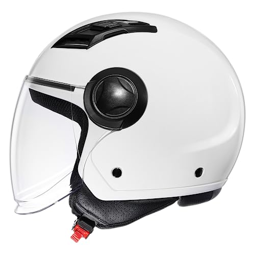 Triangle Open Face Motorcycle Helmet - Glossy White