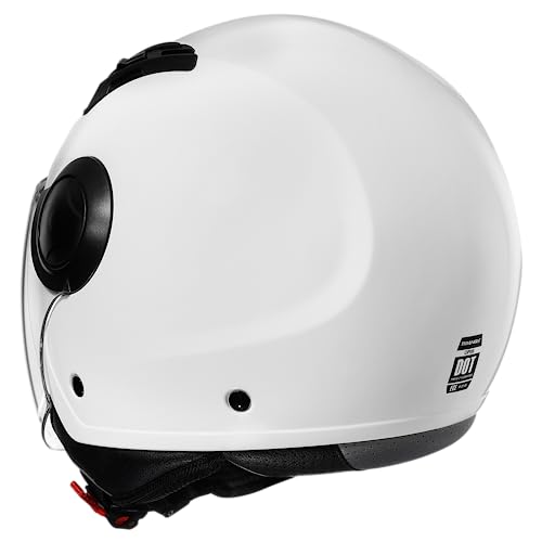 Triangle Open Face Motorcycle Helmet - Glossy White