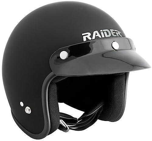 Raider Open Face Helmet for Adults, Black