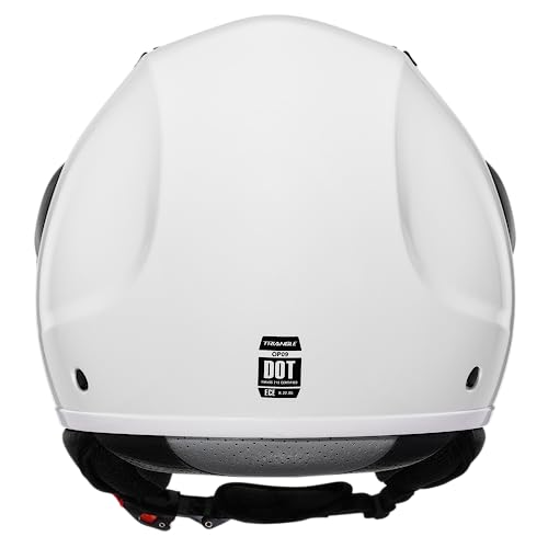 Triangle Open Face Motorcycle Helmet - Glossy White